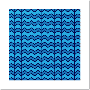 Chevron Zigzag Geometric Pattern Blue Posters and Art